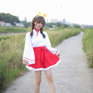 Japanese Style Little <b>Witch</b> Cosplay Costume Red Kimono Lolita Anime Role Play Dress Summer 2023 Polyester Fabric - Product Image 3