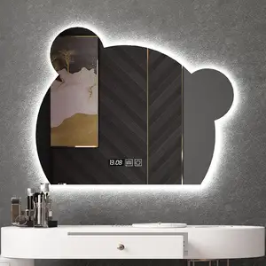 Miroir moderne Offre Spéciale en forme d'ours pour hôtel Miroir rétro-éclairé étanche pour salle de bain Miroir lumineux intelligent LED