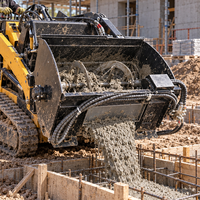 Godet mélangeur hydraulique pour béton de 0,3 m³, grande capacité, résistant à l'usure, pour mini-chargeuse compacte