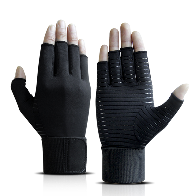 Non-Slip Breathable Lightweight Half-Finger Unisex Arthritis Compression Gloves for Carpal Tunnel Pain Relief