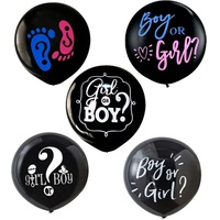 Heiße 36-Zoll-Latexballons in Schwarz mit Gold, Blau, Rosa Konfetti für Baby-Jungen und -Mädchen, Weiße Ballons für Geschlechtsoffenbarung nach Maß