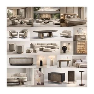 Minimalist Custom Modern Bedroom Furniture Sectional Sofa Ottoman Set Storage Table Lamps <b>Desk</b> Abstract <b>Wall</b> Art Apartment Bed - Product Image 1
