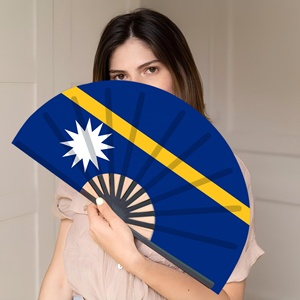 Nauru Flag Handheld Fan 33cm Pacific Island Handheld Open and Close Léger Ocean Theme Decorative Fan - Product Image 5