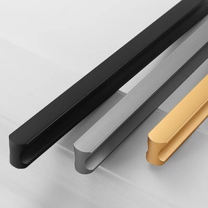 高級アルミ合金製ワードローブハンドル 長尺1000mm プルハンドル マットブラック モダンデザイン ホテル寝室 キッチンキャビネット用 - Product Image 1