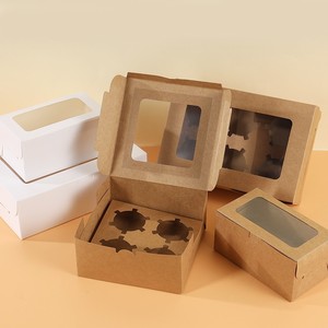 Logotipo personalizado Respetuoso con el medio ambiente, caja de pastel de papel Kraft desechable Caja de embalaje de alimentos de panadería con manija de ventana/ - Product Image 6