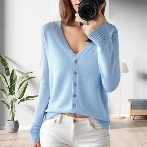 เสื้อคาร์ดิแกนผู้หญิง ลดราคาพิเศษ แบบกระดุมแถวเดียว คอวี ถักนิตติ้ง ทรงเข้ารูป สีพื้น สไตล์ลำลอง แฟชั่น - Product Image 5