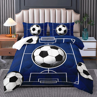 Ensemble de couette pour enfants motif terrain de football et ballon de soccer, taille Queen, en microfibre respirante, design contemporain pour garçons et filles