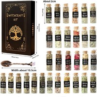 Offre Spéciale : Ensemble de Fleurs Séchées et de Foin, 30 Variétés, 31 Pièces en Boîte, Bouteille à Vœux, Pierres de Guérison, Kit de Purification d'Espace Reiki pour Cadeaux DIY