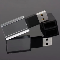 Flashdisk Kristal LED Logo Custom 128GB Dengan Kotak USB Flash Drive 64GB Memory Stick 32GB 64GB U Disk 16GB Hadiah Pernikahan