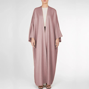 Ropa Turca al por Mayor, Abaya Maxi Abierta, Abaya Islámica Abierta por Delante, Ropa Islámica, Vestido Maxi <span class=keywords><strong>de</strong></span> Color Sólido - Product Image 6