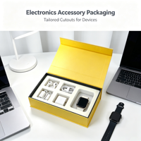 Boîte magnétique rigide avec logo personnalisé, insert en mousse EVA, boîte cadeau pliante en papier de luxe pour l'emballage d'accessoires de montre connectée et de téléphone