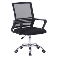 Chaise de bureau pivotante contemporaine à hauteur réglable en maille noire avec accoudoirs – Offre Spéciale