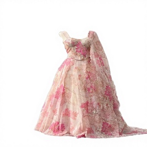 VASTRA COTTAGE Traditional Pure Organza Digital Printed <b>Women's</b> <b>Kurta</b> / Kurti Corset Embroidered Padded Blouse Sequence Work - Product Image 2