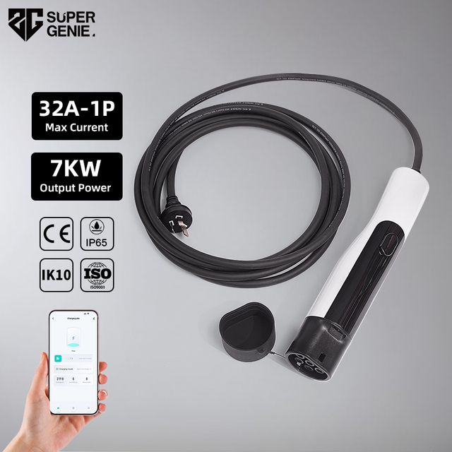 All-in-One Portable Smart EV Charger APP Control 3.5KW 7KW 16A 32A Type2 GBT Type1 Interfaces