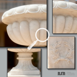 Vaso per Fiori Classico in Marmo Rotondo, Vaso in Pietra Bianca, Vaso in Marmo Stile Occidentale, Vaso in Pietra per Decorazione Giardino - Product Image 2