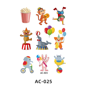 Adesivo del tatuaggio per bambini cartoni animati del Clown del circo magico per bambini adesivo del tatuaggio del fumetto temporaneo impermeabile - Product Image 6