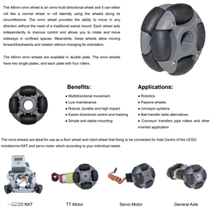 14108 Roue omnidirectionnelle de 48 mm compatible Mindstorm NXT avec axe central - Product Image 5