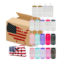 Gobelet isotherme DIY pour sublimation, en plastique acrylique, 16oz, design canette de soda, coloré, style macaron, pour café glacé, avec couvercles en PP colorés et paille