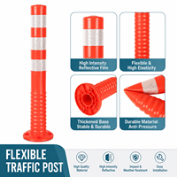 Poteau de signalisation routière en plastique orange, haute élasticité, incassable, pour la sécurité routière et le stationnement, pilier de signalisation en PU, hauteur personnalisable
