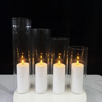 Vase cylindrique en verre transparent pour centre de table de mariage, porte-bougie pour la décoration d'événements et de fêtes