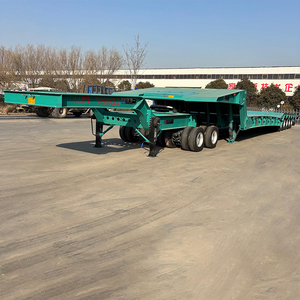 Semirremolque de plataforma baja de 19.8m con plataforma principal y 4 ejes auxiliares, capacidad de 150 toneladas, transporte de doble equipo, 5 ejes, cuello de cisne plegable - Product Image 1