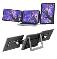 Écran triple pliable de 14 pouces, écran étendu, triple moniteur portable
