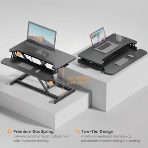 Convertisseur de <span class=keywords><strong>bureau</strong></span> debout réglable en hauteur, petit <span class=keywords><strong>bureau</strong></span> pour ordinateur portable, ressort à gaz, poste de travail assis-debout avec <span class=keywords><strong>plateau</strong></span> pour clavier pour le <span class=keywords><strong>bureau</strong></span> - Product Image 4