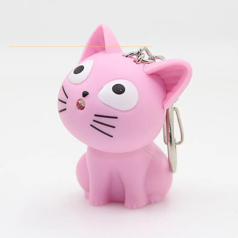 พวงกุญแจรูปแมว LED สำหรับของเล่นพวงกุญแจสัตว์ของขวัญส่งเสริมการขาย
