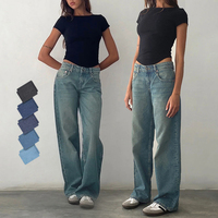 Jeans Boyfriend surdimensionnés en denim pour femmes, couleur délavée au soleil, vintage, couture lâche, jambe large, pantalon tendance d'été