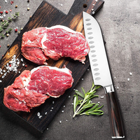 Couteau Santoku japonais professionnel de 8 pouces en acier inoxydable 4cr13, couteau de chef de cuisine avec manche en bois Pakka