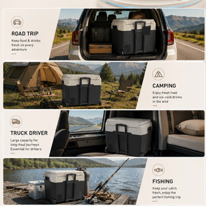Refrigerador Portátil Compacto para Auto de 12V 24V AC100-240V 50L con Puerta de Plástico, Congelador con Compresor -20°C ℃   Temperatura para Acampar al Aire Libre en Autocaravanas - Product Image 6