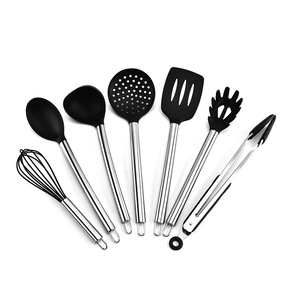 Utensili da cucina in silicone con manico in acciaio inossidabile 430 - Product Image 6