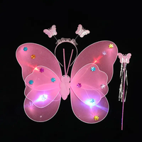 Nouvel ensemble de costumes d'ailes d'ange papillon pour filles avec ailes de fée luminescentes pour accessoires de scène scolaire et fournitures de fête