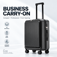 Valise de voyage d'affaires moderne de 20 pouces avec serrure TSA, organiseur frontal pour ordinateur portable, port USB Type-C et porte-gobelet