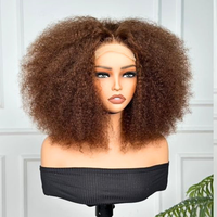 Perruque sans colle 5x5 en dentelle, bouclée et volumineuse, densité 250%, avec ligne de cheveux pré-épilée, couleur marron SDD, en cheveux humains brésiliens, vente en gros
