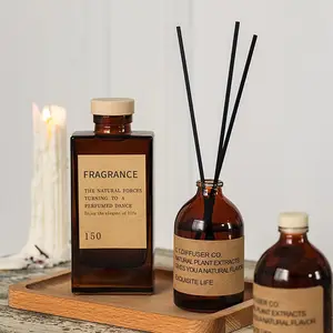 Offre Spéciale 100ml 150ml diffuseur marron huile essentielle bouteilles de parfum en verre diffuseur de roseaux bouteille avec bouchon en liège