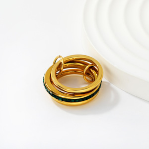 Bagues tendance en acier inoxydable au design géométrique ouvert, ensemble de bijoux pour femme au quotidien - Product Image 3