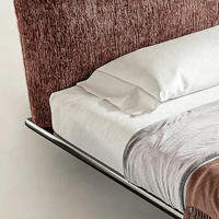 Lit double flottant Petal, luxe européen, revêtement en tissu, cadre en acier inoxydable, inclinable, taille king, matelas assorti gratuit, haut de gamme