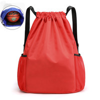 Sac à cordon promotionnel réutilisable en polyester à motif lettres, idéal pour la gym, le sport et l'école, en tissu Oxford imperméable avec poches