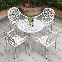 Ensemble de mobilier de jardin de luxe en métal blanc, résistant aux intempéries, en aluminium moulé, pour hôtel et villa