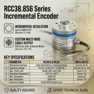 Codificador Rotatorio Incremental RCC38S6, Eje Sólido de 6mm, 1000-5000 DC5-30V, Codificador Óptico 6000r/min 0-100kHz para - Product Image 3