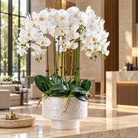 Orchid Phalaenopsis Palsu 85cm, Bunga Artifisial dalam Pot, Gaya Modern untuk Dekorasi Meja Interior Rumah atau Kantor