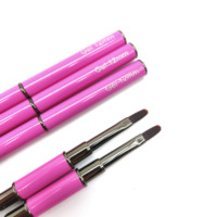 Pinceau double-embout en nylon avec manche métallique pour nail art – Outil professionnel de luxe multifonctionnel pour liner, ovale et rond