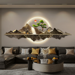 "L'Acqua Che Scorre Porta Ricchezza" - Dipinto Decorativo <span class=keywords><strong>da</strong></span> Soggiorno in Stile Moderno di Lusso, Grande Quadro Paesaggistico con Lampada <span class=keywords><strong>da</strong></span> <span class=keywords><strong>Parete</strong></span> a <span class=keywords><strong>LED</strong></span> - Product Image 6