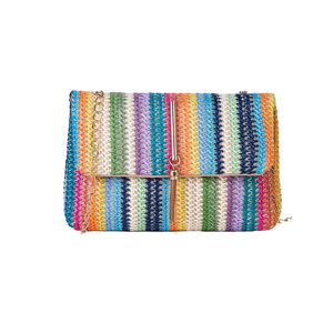 Sac à bandoulière d'été 2025 pour femme, style japonais, avec imprimé arc-en-ciel et sac à main à rayures, fermeture à rabat. - Product Image 4