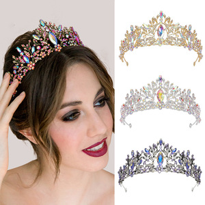 Mode mariée mariage strass couronnes luxe métal cristal fête diadèmes pour femmes coloré <span class=keywords><strong>diamant</strong></span> cheveux accessoires diadème - Product Image 2