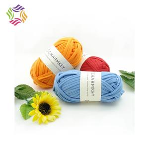 Fil fantaisie en jersey de coton pour crochet, couleurs variées, Shanghai Stock - Product Image 2
