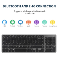 2.4G draadloos toetsenbord en muisset Oplaadbare Dual Mode Home Office-toetsenbord en muis voor laptop, desktopcomputer, tablet