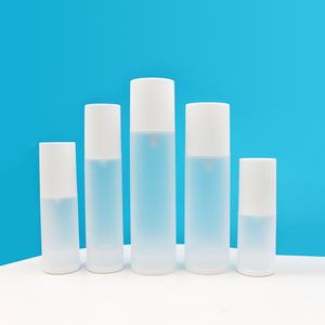 Flacon pompe airless cosmétique givré blanc en plastique format voyage 15ml 30ml 50ml 80ml 100ml pour crème de soin - Product Image 5