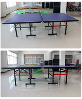 Table de ping-pong pliable d'intérieur C-TOP PT-0057 avec roulettes, bleue, logo personnalisé disponible